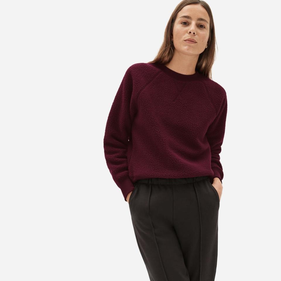 Everlane The ReNew Fleece Raglan Sweatshirt. Image via Everlane