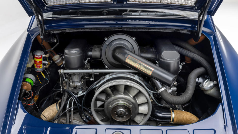 The original (though rebuilt) flat-six engine inside a 1965 Porsche 911.