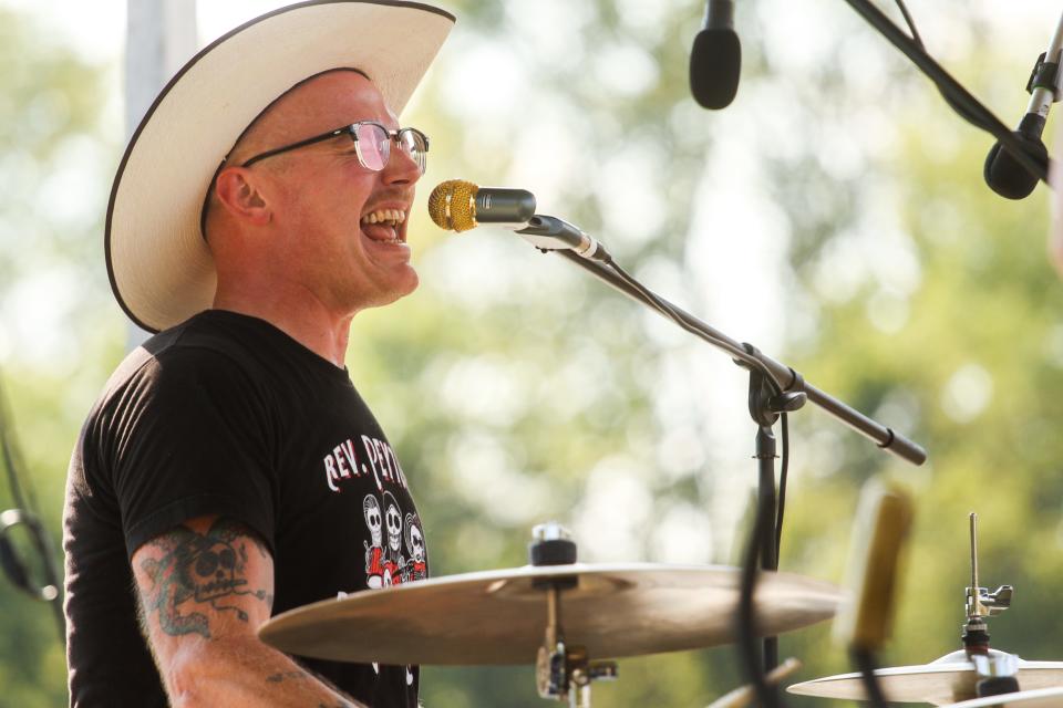 Andy Rehm with The Hooten Hallers performs during the third day of the Biscuits Beats Brews festival on Oct. 1, 2023, in Rocheport, Mo.
