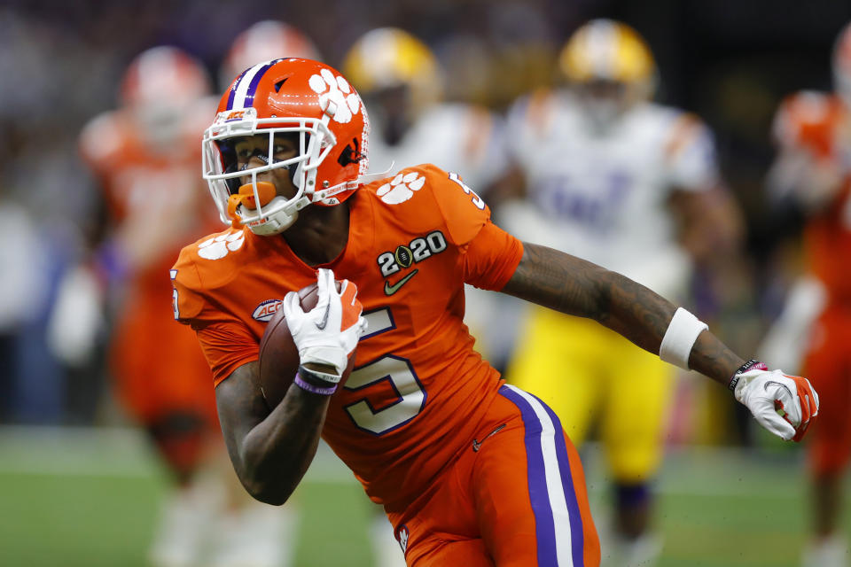 Clemson WR Tee Higgins could be a strong option for the Texans. (Photo by Todd Kirkland/Icon Sportswire via Getty Images)