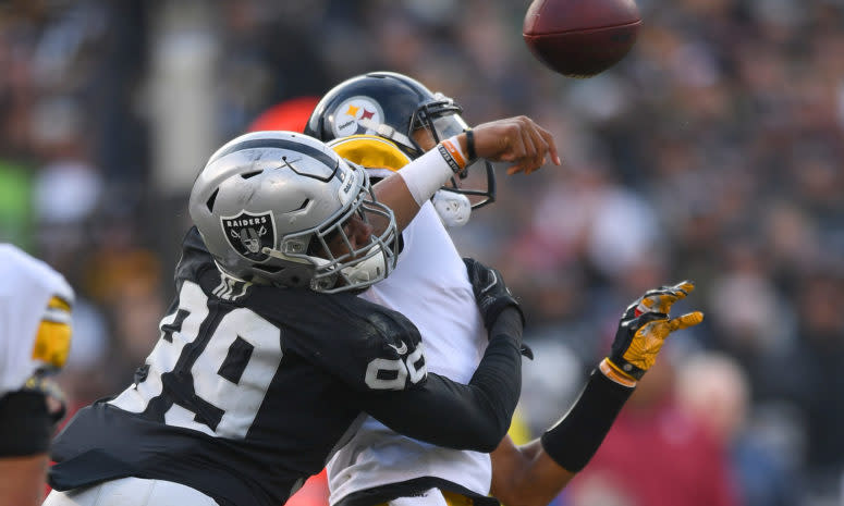 Big Ben gets his during the Steelers' game against the Raiders.