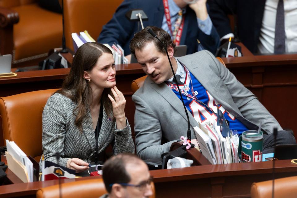 Rep. Sahara Hayes, D-Millcreek, watches the vote for HB257 at the Capitol in Salt Lake City on Friday, Jan. 19, 2024. | Marielle Scott, Deseret News