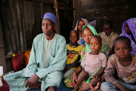 Nigerian family who had just arrived from Cameroon is seen at the IDP camp at Banki, Borno, Nigeria April 26, 2017. REUTERS/Afolabi Sotunde