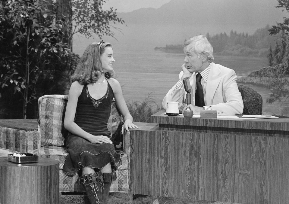 Brooke Shields during an interview with host Johnny Carson on August 11, 1978.