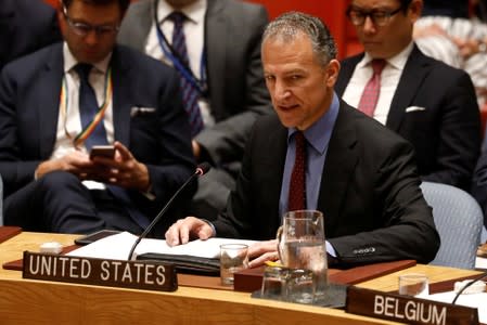 Acting U.S. Ambassador to the United Nations Jonathan Cohen, addresses the U.N. Security Council briefing on implementation of the resolution that endorsed the Iran nuclear deal at the United Nations headquarters in New York