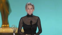 In this video grab issued Sunday, Sept. 19, 2021, by the Television Academy, Jean Smart accepts the award for outstanding lead actress in a comedy series for "Hacks" during the Primetime Emmy Awards. (Television Academy via AP)