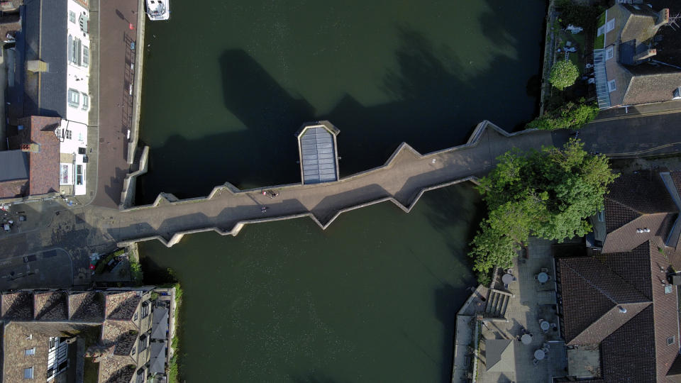 Photo of a bridge from above taken with the Holy Stone Sirius HS900