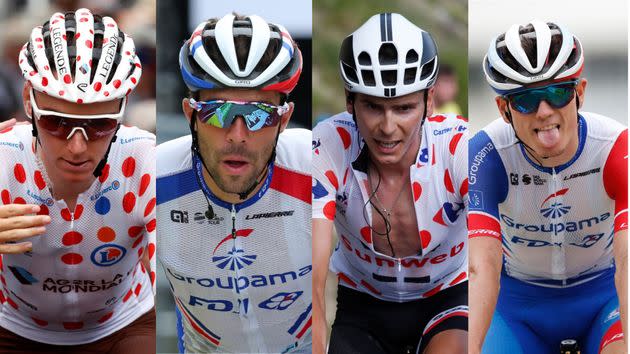 En l'absence de Julian Alaphilippe, qui de Romain Bardet, Thibaut Pinot, Warren Barguil et David Gaudu pour décrocher des victoires tricolores et un podium au général sur le Tour de France 2022? (Photo: Reuters/montage Huffpost)
