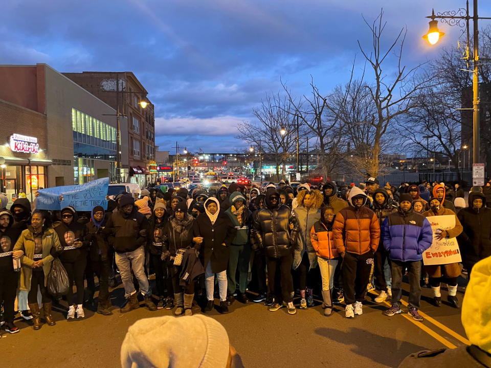 Residents of Paterson, N.J. and anti-violence constituents rally on behalf of 31-year-old Najee Seabrooks