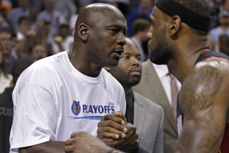 Michael Jordan was an owner when he finally met LeBron James in the playoffs. (AP)