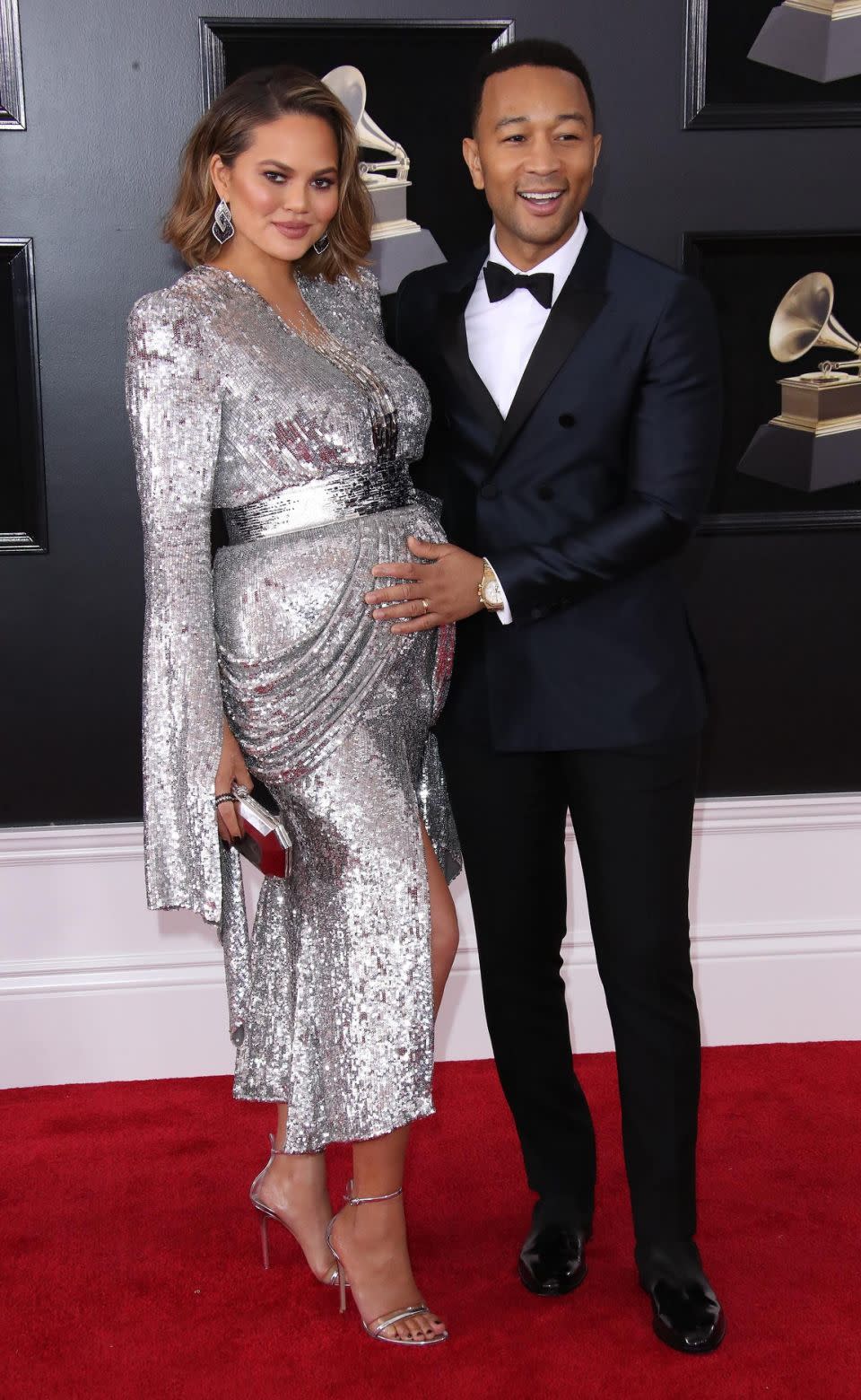 The jokester is currently pregnant with her second baby with John Legend, seen here at the 2018 Grammys. Source: Getty