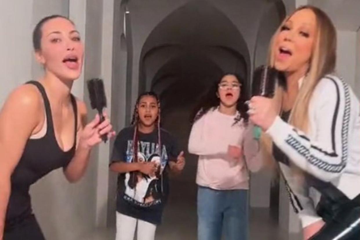 Kim Kardashian and Mariah Carey bring daughters together to film TikTok dances inside SKIMS billionaire's home