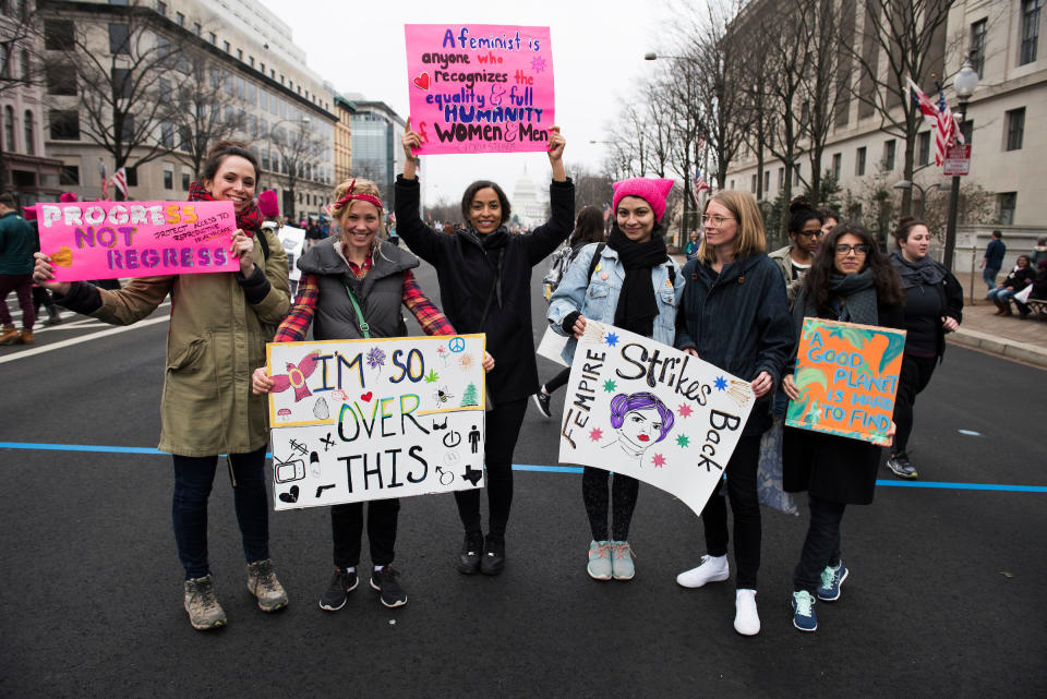 WASHINGTON, DC. - JAN. 21: Organizers put the Women's March on Washington in Washington D.C. on Saturday Jan. 21, 2017. (Photo by Damon Dahlen, Huffington Post)&nbsp;