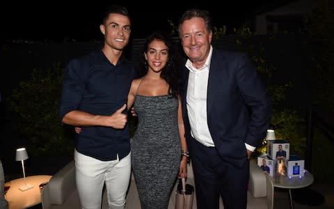 Cristiano Ronaldo, Georgina Rodriguez and Piers Morgan - Credit: Getty&nbsp;