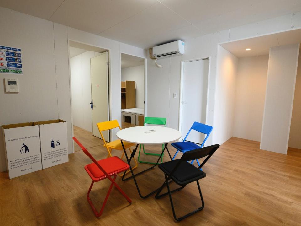 Chairs around table in Tokyo Olympic Village apartment