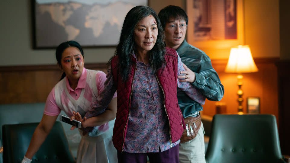 Stephanie Hsu, Michelle Yeoh and Ke Huy Quan in "Everything Everywhere All at Once." - Allyson Riggs/A24