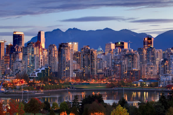 Mandatory Credit: Photo by Design Pics Inc/REX (1960285a)View of skyline with Yaletown, False Creek and North Shore Mountains, site of 2010 Winter Olympics, Vancouver, British ColumbiaVARIOUS