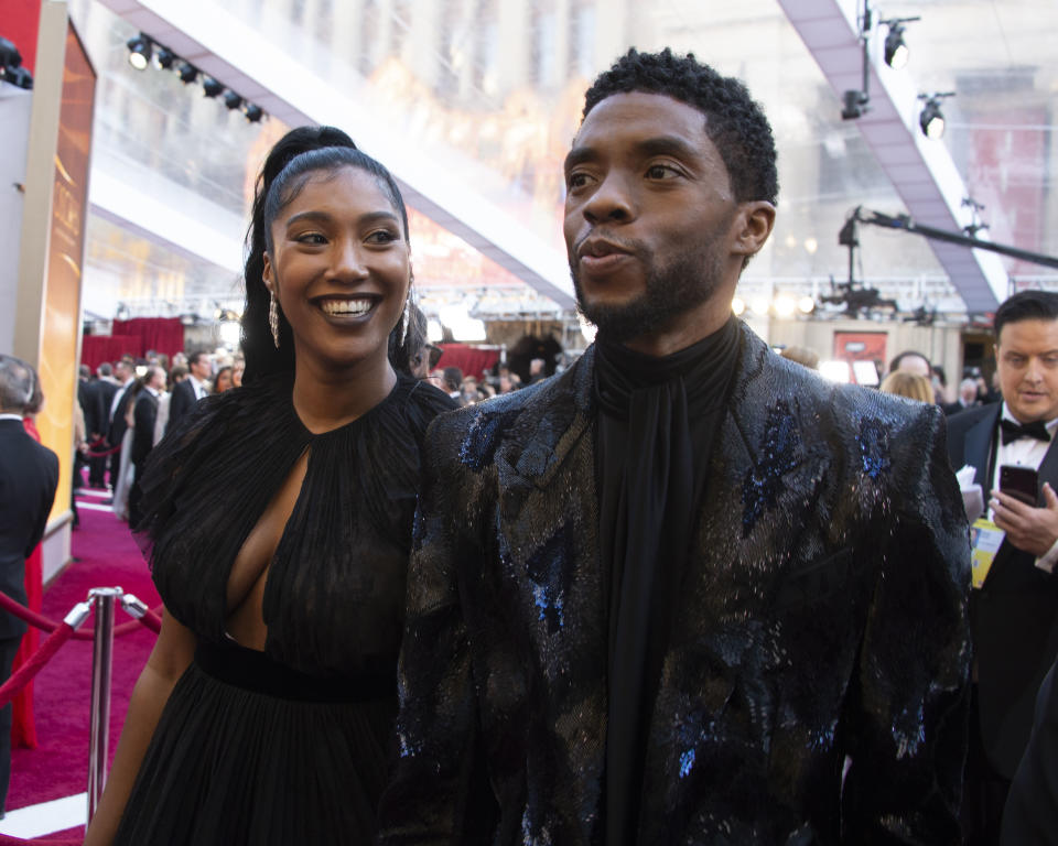 The late star and his wife Taylor Ledward attending the 2019 Oscars (Getty Images) 