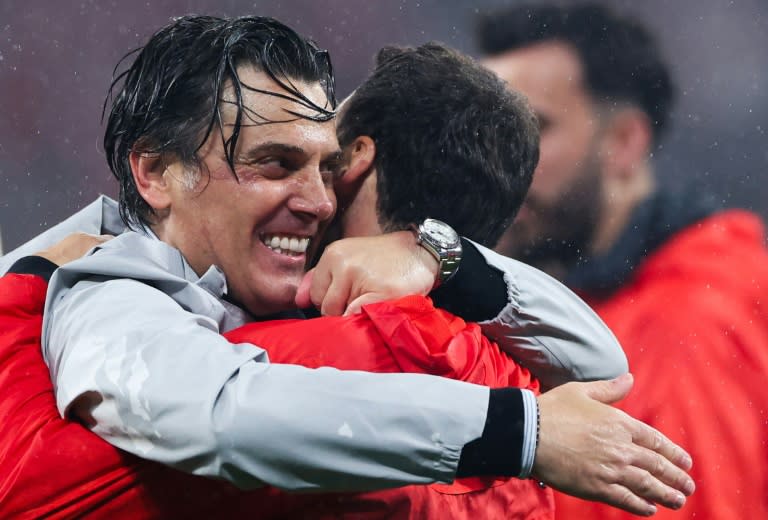 Turkey boss Vincenzo Montella celebrates after the Euro 2024 win over Austria (Ronny HARTMANN)