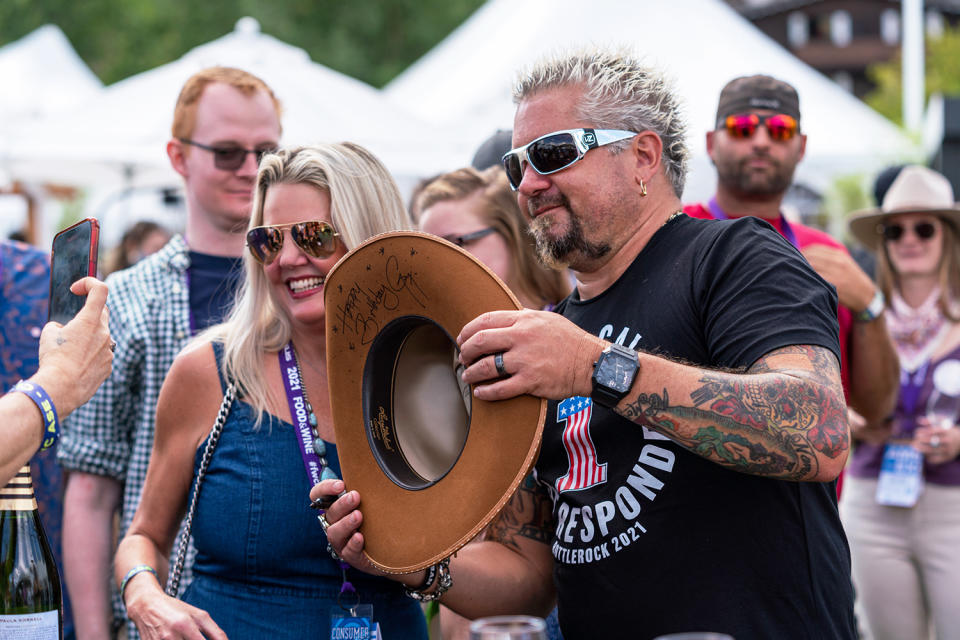 <p>Guy Fieri proves he's the mayor of Flavortown at the Food & Wine Classic in Aspen, Colorado, on Sept. 11.</p>