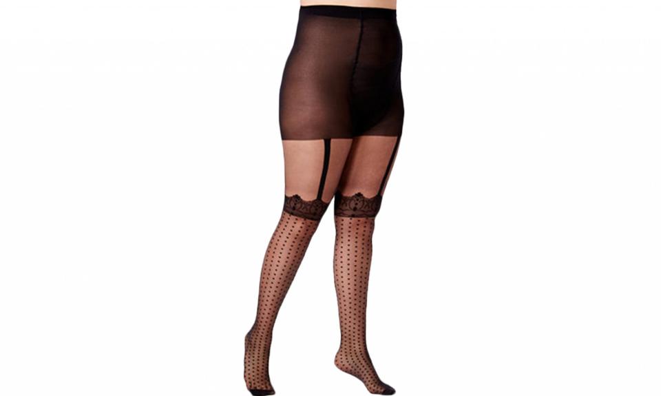 Pretty Polly Plus Size Spotty Suspender Tights