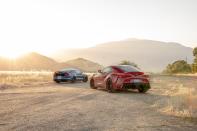 <p>The 2019 Ford Mustang Shelby GT-350 and 2020 Toyota Supra both wear legendary model names with long lines of heritage, but they have not previously been in production simultaneously. Now that both appear in their makers' respective line-ups at the same time, we've compared their performances in our track tests and in hard driving on roads suited to revealing their characters. Read the full comparison test <a href="https://www.caranddriver.com/reviews/comparison-test/a28783877/2020-toyota-supra-vs-2019-ford-mustang-shelby-gt350/" rel="nofollow noopener" target="_blank" data-ylk="slk:here;elm:context_link;itc:0;sec:content-canvas" class="link ">here</a>.</p>