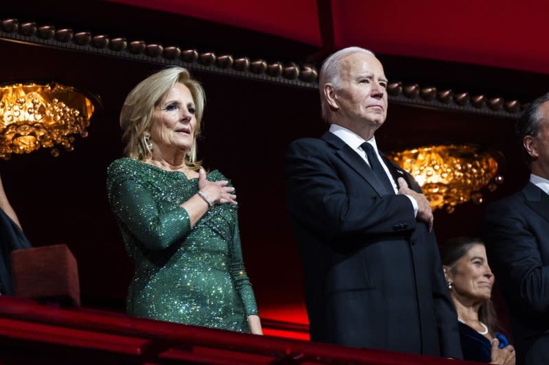 President Joe Biden (R) and first lady Dr. Jill Biden (L) attend the 2023 Kennedy Center Honors at the Kennedy Center in Washington on Sunday. Photo by Jim Lo Scalzo/UPI