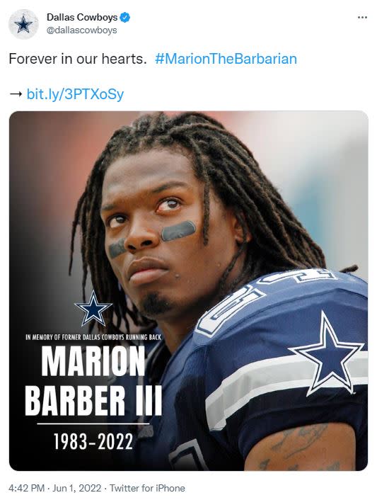 Marion Barber III Dead: Former Dallas Cowboys Pro Bowl Running