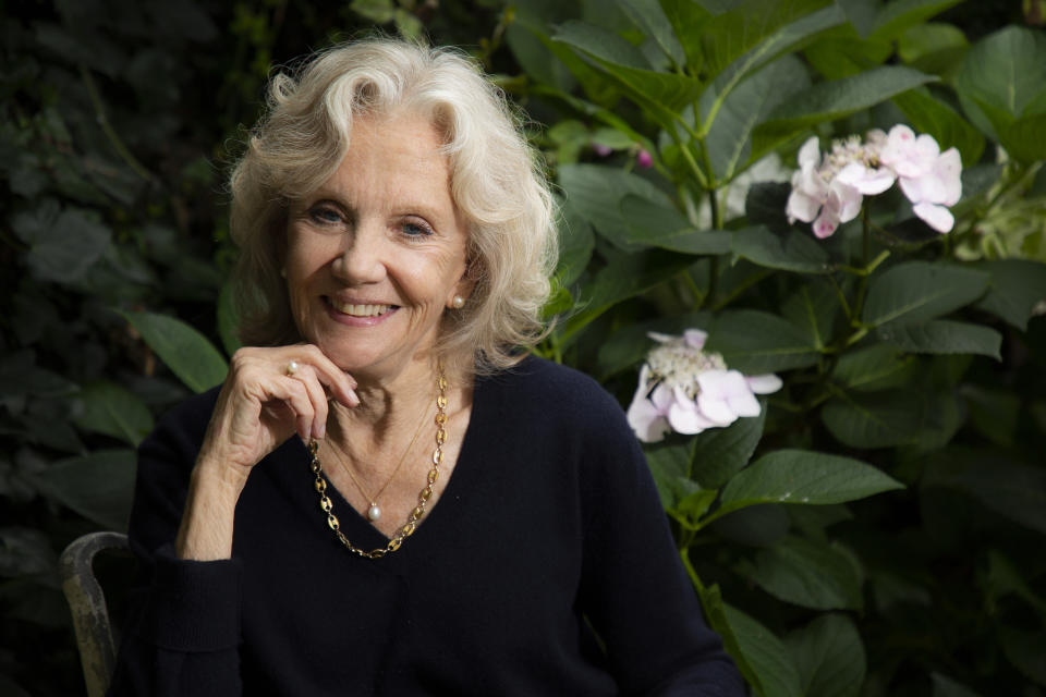 British actor Hayley Mills poses at her home in West London on Wednesday, Aug. 25, 2021 to promote her memoir "Forever Young." (Photo by Joel C Ryan/Invision/AP)