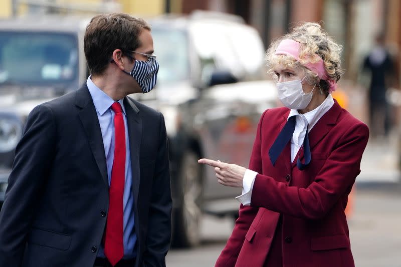 U.S. President Donald Trump rape accuser E. Jean Carroll and her lawyers arrive for her hearing at federal court