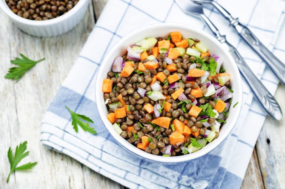 green lentils carrots celery salad