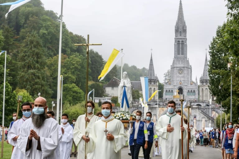 The mosaics at Lourdes created by the accused artist priest will no longer be lit up at night (Fred SCHEIBER)