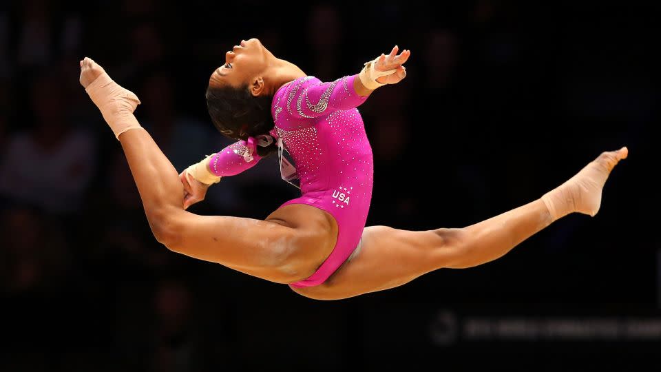 Gabby Douglas is attempting to qualify for the Paris Olympics after eight years away from competition. - Alex Livesey/Getty Images