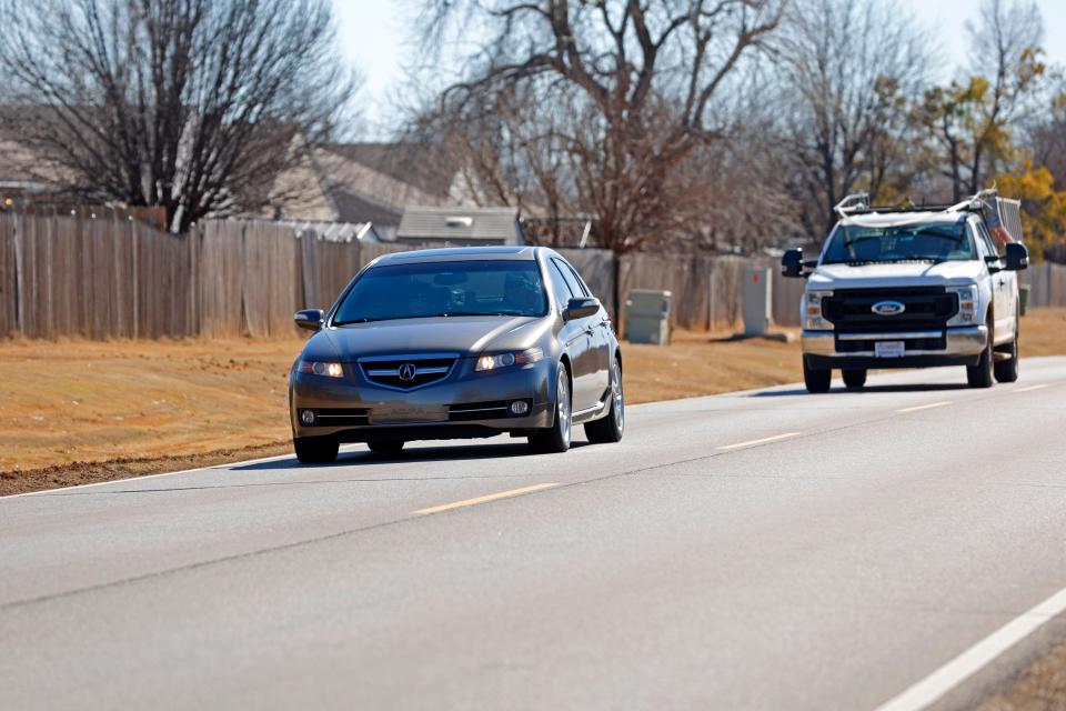 Traffic along Sara Road north of SW 15 is pictured Tuesday, Jan. 30, 2024, in Oklahoma City. The area is across the street from to the proposed Sunset Amphitheater to be developed by Colorado Springs-based Notes Live.