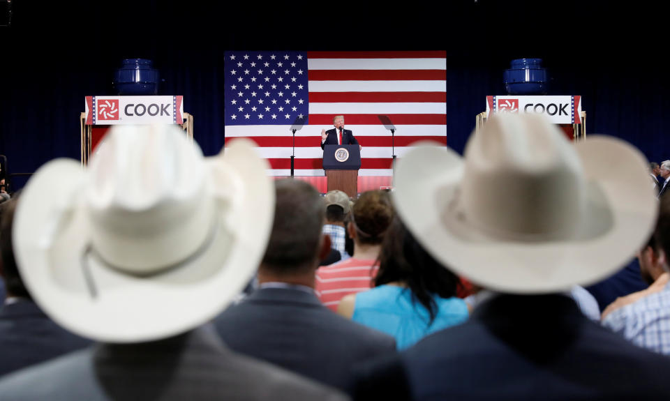 President Donald Trump speaks about tax reform during a visit to Loren Cook Company in Springfield, Missouri,&nbsp;on Wednesday. (Photo: Kevin Lamarque / Reuters)