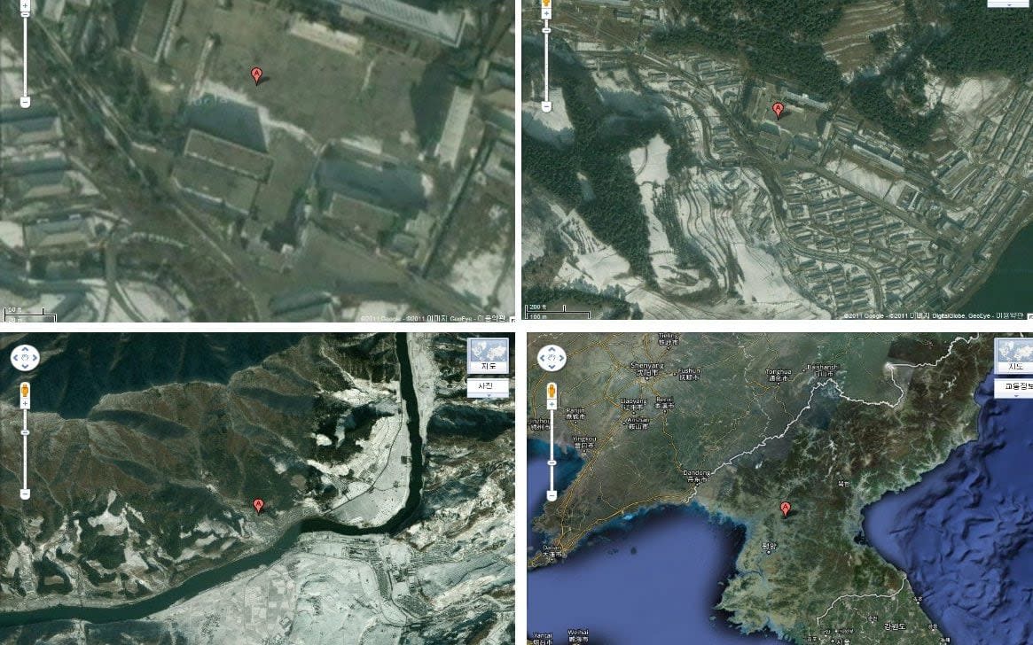 Satellite photos of the North Korean prison camp No. 14 in Kaechon - EPA