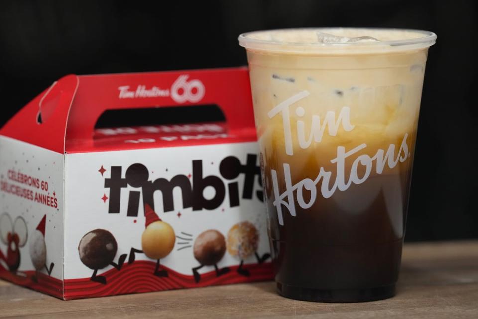 A cold brew with espresso foam coffee is photographed at the Tim Hortons test kitchen  in Toronto, Friday, Dec. 8, 2023. 