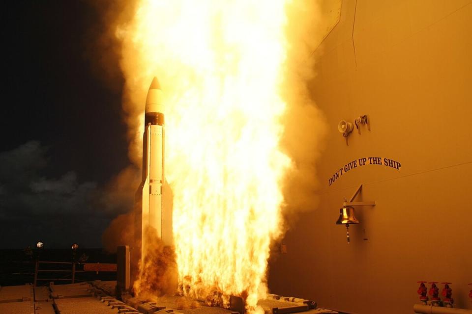 SM-3導彈在以色列抵禦伊朗攻擊時發揮效用   取自維基百科　by Lt. Chris Bishop Deputy Director, U.S. Navy , Public Domai