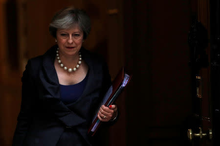 Britain's Prime Minster Theresa May leaves 10 Downing Street in London, Britain, October 11, 2017. REUTERS/Peter Nicholls