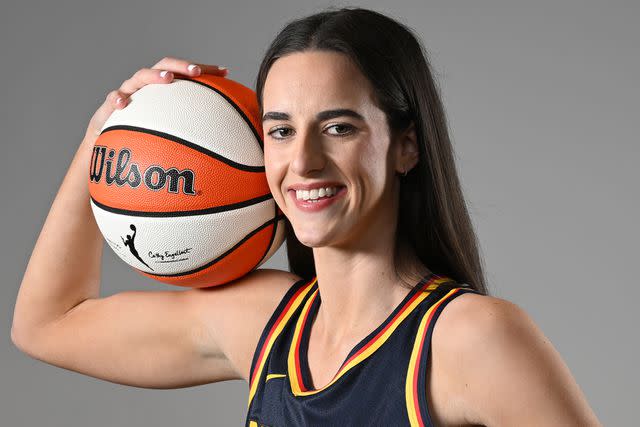 <p>Matt Kryger/NBAE via Getty</p> Caitlin Clark #22 of the Indiana Fever