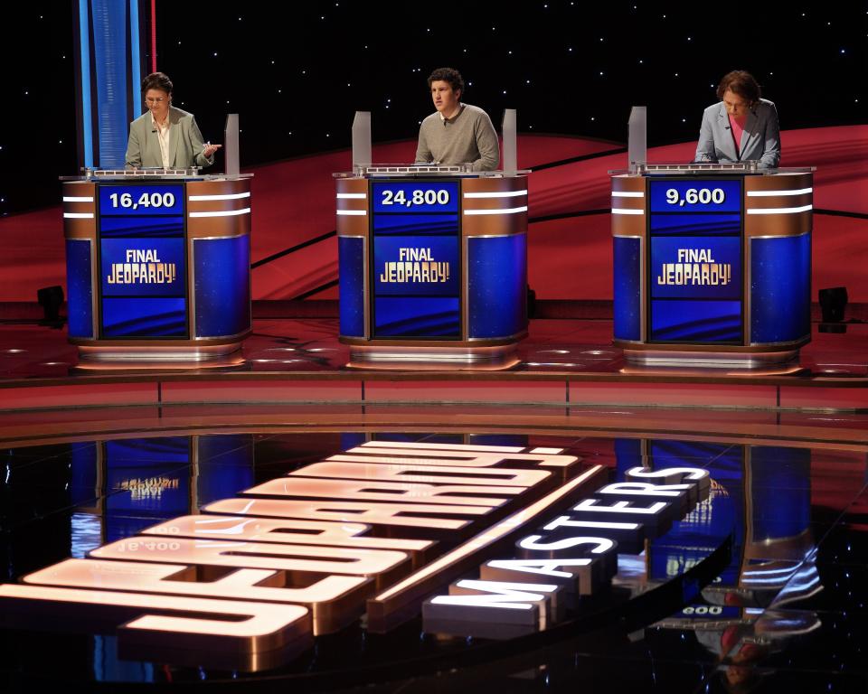 Mattea Roach, Matt Amodio and Amy Schneider compete in the “Jeopardy!” Masters tournament. | ABC