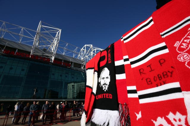 Sir Bobby Charlton tributes at Old Trafford