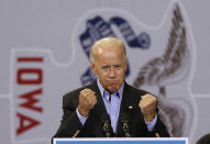 Vice President Joe Biden speaks during a campaign stop at the Bridge View Center, Tuesday, Sept. 18, 2012, in Ottumwa, Iowa. (AP Photo/Charlie Neibergall)