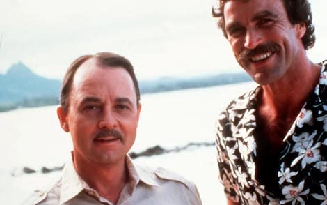 John Hillerman and Tom Selleck in Magnum, PI - Credit: rex