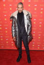 <p>The <em>America’s Next Top Model</em> alum rocks a silver puffer on the red carpet. (Photo: Getty Images) </p>