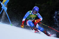 France's Tessa Worley speeds down the course during an alpine ski, women's World Cup giant slalom, in Semmering, Austria, Tuesday, Dec. 27, 2022. (AP Photo/Piermarco Tacca)