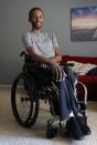 T'angelo Magee poses in his wheel chair in Hackensack, New Jersey