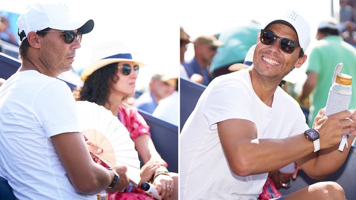 Rafa Nadal and wife Maria Francisco Perello attend the tennis in Mallorca.