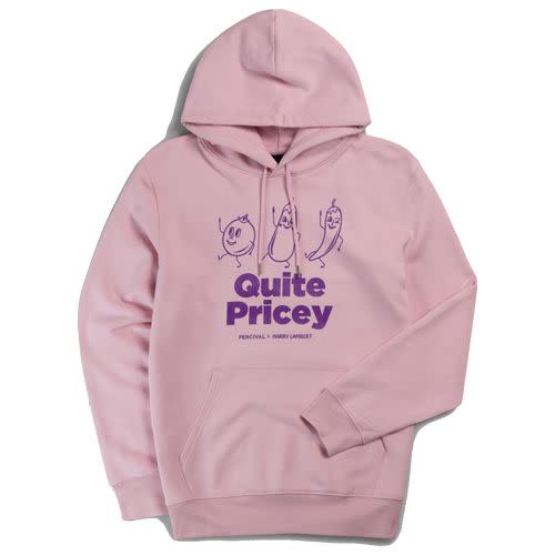 <p><a class="link " href="https://www.percivalclo.com/products/quite-pricey-hoodie-percival-x-harry-lambert-pink?variant=39892914569319&gclid=Cj0KCQiA_bieBhDSARIsADU4zLfUgq5ialVcVp26QykDIfrWYJvGn_twDh7lOTwHJqXh_PDzyVzx72saAmAjEALw_wcB" rel="nofollow noopener" target="_blank" data-ylk="slk:SHOP;elm:context_link;itc:0;sec:content-canvas">SHOP</a></p><p>The limited-edition Harry Lambert x Percival ‘Quite Pricey’ hoodie is surprisingly affordable. In fact, it’s so inexpensive, you might as well grab it in both colours. </p><p>£28; <a href="https://www.percivalclo.com/products/quite-pricey-hoodie-percival-x-harry-lambert-pink?variant=39892914569319&gclid=Cj0KCQiA_bieBhDSARIsADU4zLfUgq5ialVcVp26QykDIfrWYJvGn_twDh7lOTwHJqXh_PDzyVzx72saAmAjEALw_wcB" rel="nofollow noopener" target="_blank" data-ylk="slk:percivalclo.com;elm:context_link;itc:0;sec:content-canvas" class="link ">percivalclo.com</a> </p>