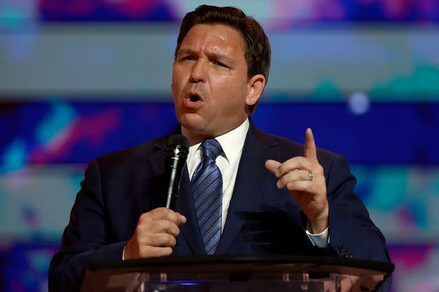 Joe Raedle/Getty Florida Gov. Ron DeSantis speaks in Tampa on July 22, 2022